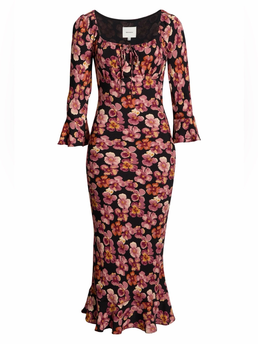Reformation Floral Scoop-Neck Maxi Dress in Pink and Black
